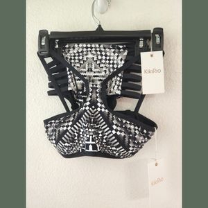 KikiRio New Black & White Print Two Piece Bikini Sz XS